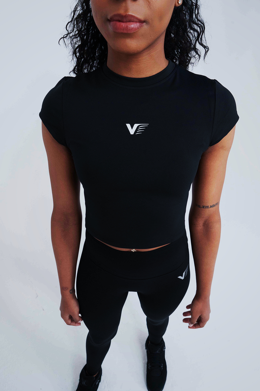 Apex Cropped Training Tee – Black